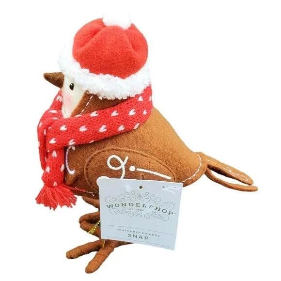 New Featherly Friends Brown Bird SNAP Christmas Holiday Decor Red Hat Scarf 2023 - Picture 4 of 11